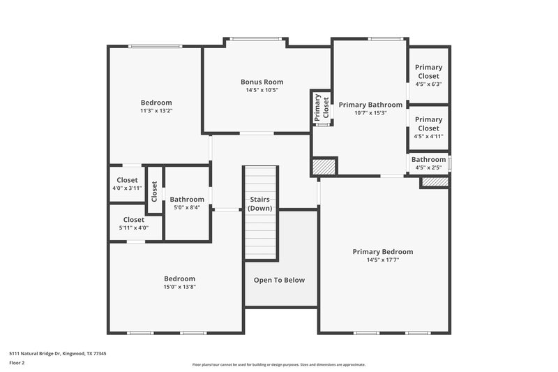 2,130/Mo, 5111 Natural Bridge Dr Kingwood, TX 77345 Floor Plan View 3