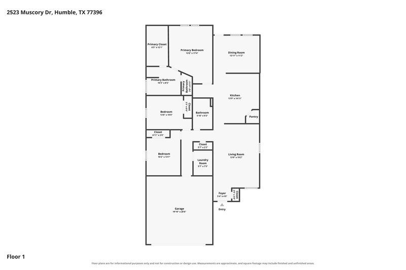 1,825/Mo, 2523 Muscory Dr Humble, TX 77396 Floor Plan View