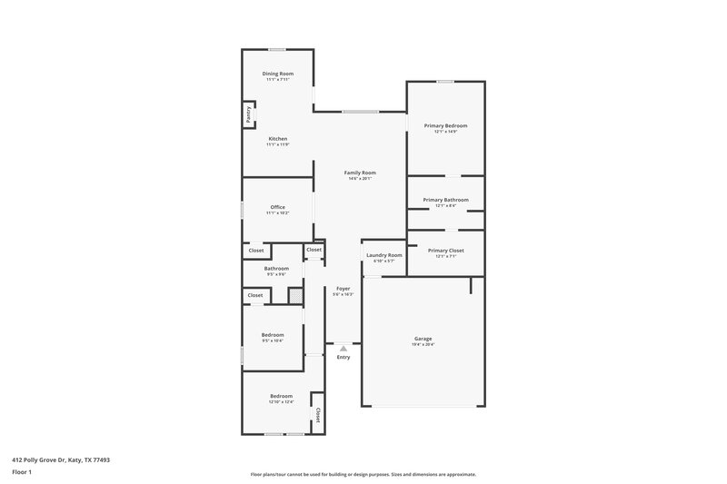 1,785/Mo, 412 Polly Grove Dr Katy, TX 77493 Floor Plan View