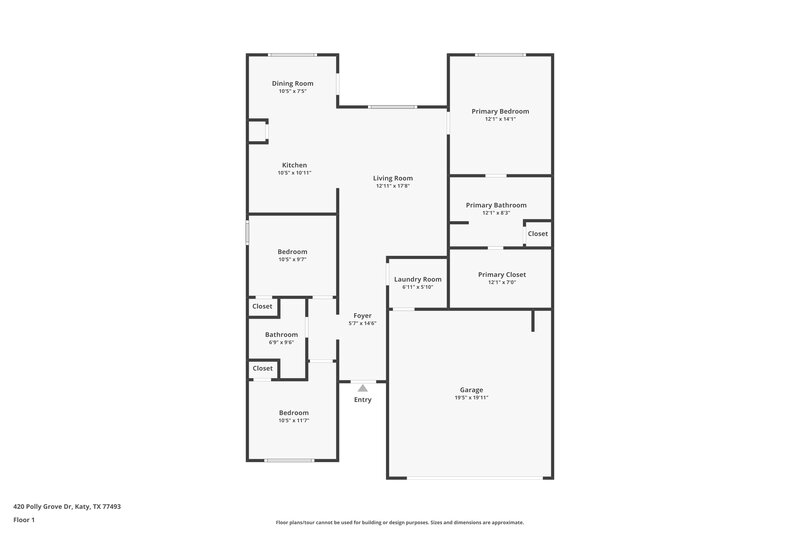 1,895/Mo, 420 Polly Grove Dr Katy, TX 77493 Floorplan View