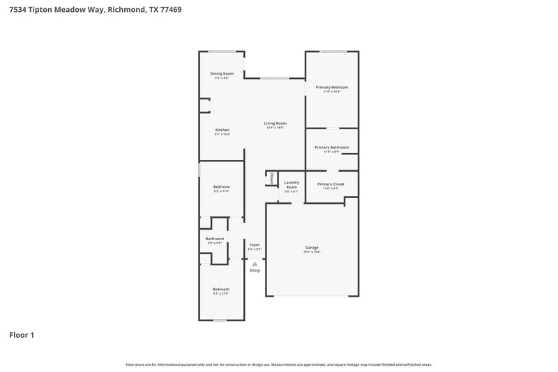 1,815/Mo, 7534 Tipton Meadow Way Richmond, TX 77469 Floorplan View