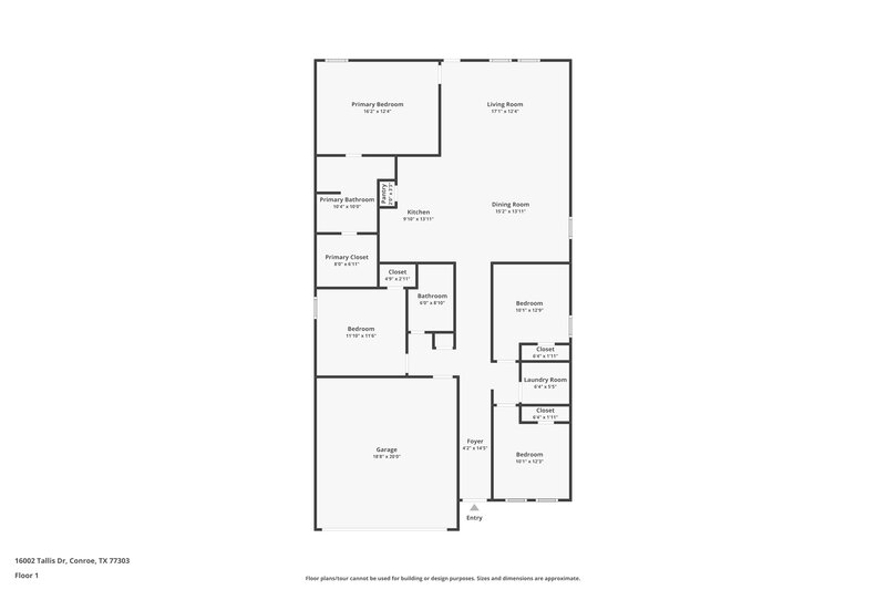 1,725/Mo, 16002 Tallis Dr Conroe, TX 77303 Floor Plan View