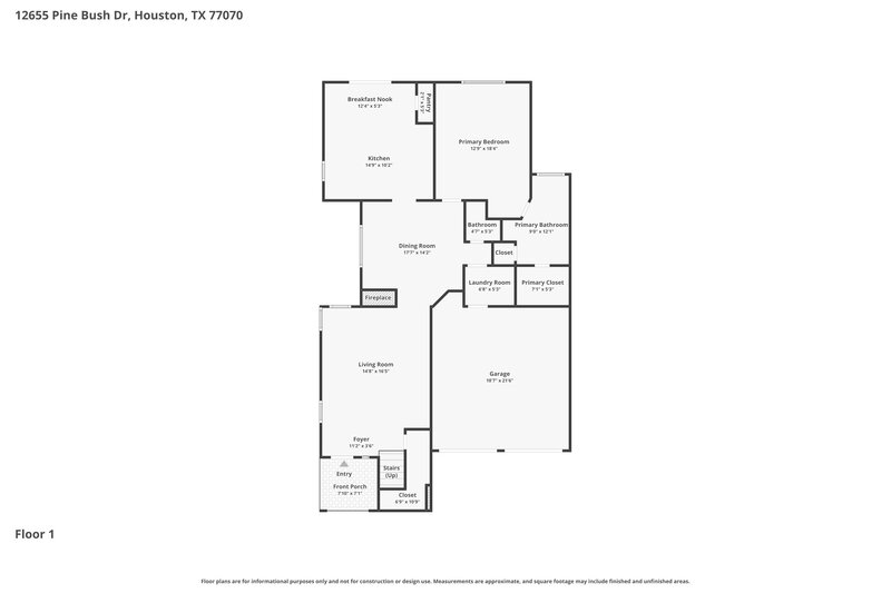 2,130/Mo, 12655 Pine Bush Dr Houston, TX 77070 Floorplan View