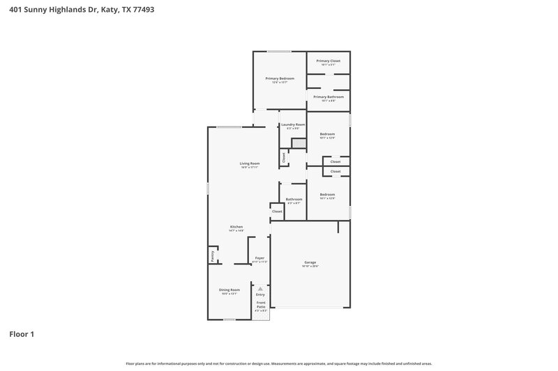 2,060/Mo, 401 Sunny Highlands Dr Katy, TX 77493 Floor Plan View