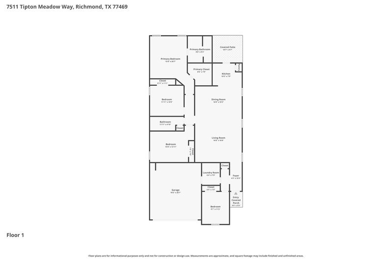 1,895/Mo, 7511 Tipton Meadow Way Richmond, TX 77469 Floorplan View