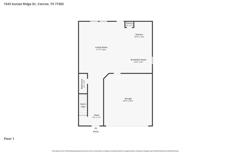 1,700/Mo, 1543 Sunset Ridge Dr Conroe, TX 77303 Floor Plan View