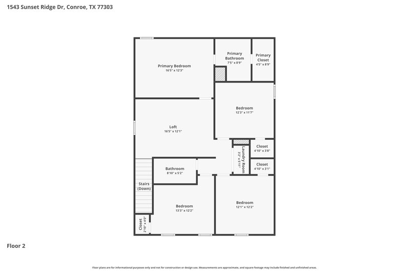 1,700/Mo, 1543 Sunset Ridge Dr Conroe, TX 77303 Floor Plan View 2