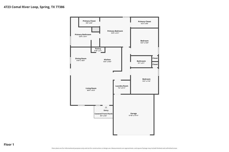 1,805/Mo, 4723 Comal River Loop Spring, TX 77386 Floor Plan View