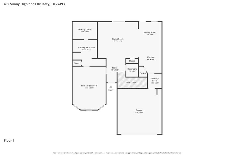 2,250/Mo, 409 Sunny Highlands Dr Katy, TX 77493 Floorplan View
