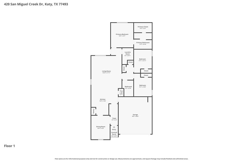 2,075/Mo, 420 San Miguel Creek Dr Katy, TX 77493 Floorplan View