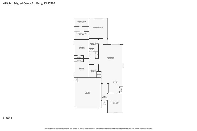 2,040/Mo, 429 San Miguel Creek Dr Katy, TX 77493 Floorplan View