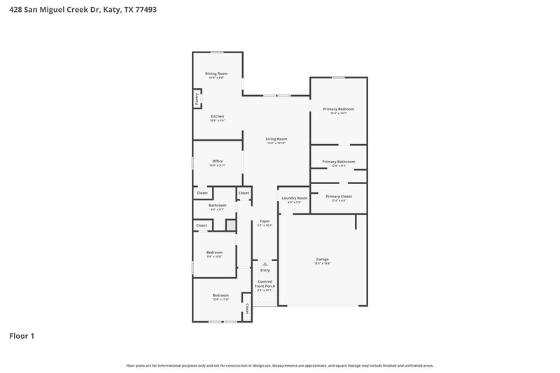 2,095/Mo, 428 San Miguel Creek Dr Katy, TX 77493 Floorplan View
