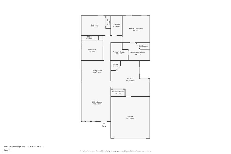 1,600/Mo, 9849 Youpon Ridge Way Conroe, TX 77385 Floor Plan View