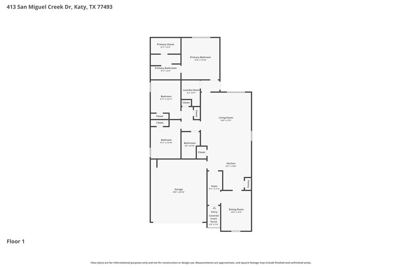 2,040/Mo, 413 San Miguel Creek Dr Katy, TX 77493 Floorplan View