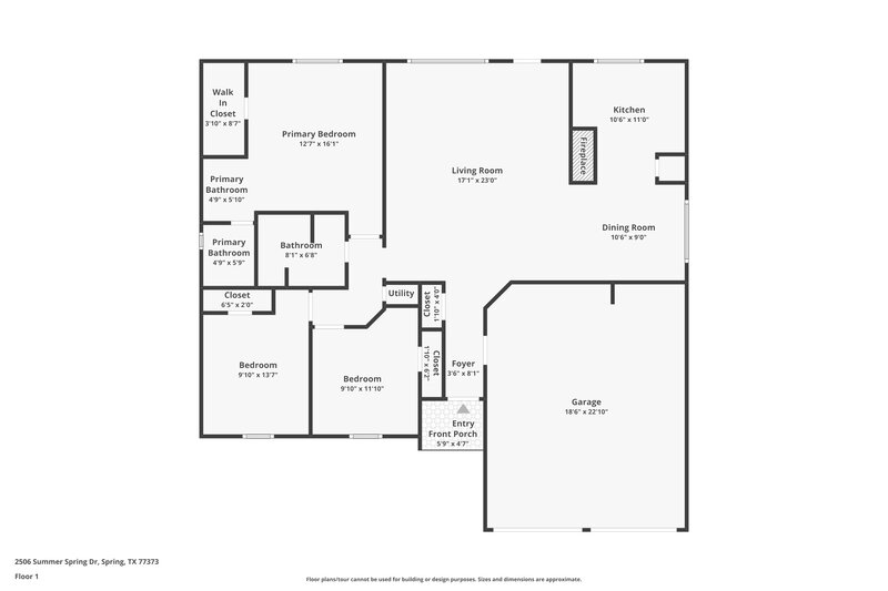 1,545/Mo, 2506 Summer Spring Dr Spring, TX 77373 Floor Plan View