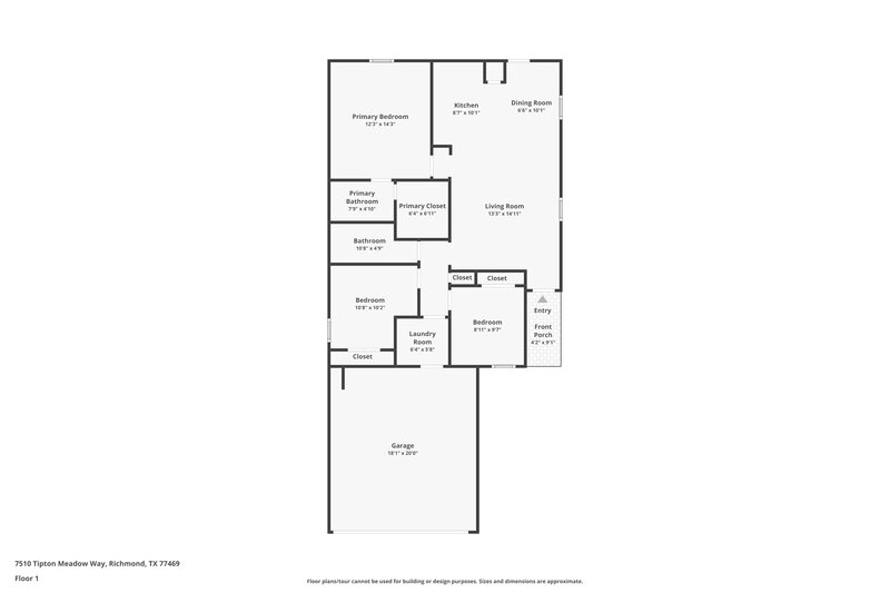 1,740/Mo, 7510 Tipton Meadow Way Richmond, TX 77469 Floorplan View