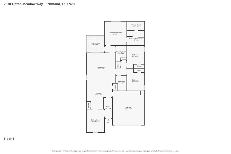 1,910/Mo, 7530 Tipton Meadow Way Richmond, TX 77469 Floorplan View