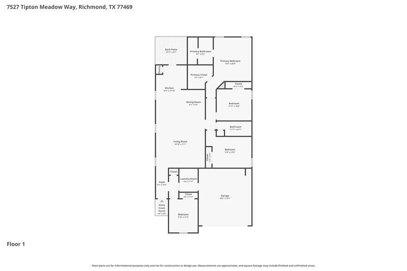 1,995/Mo, 7527 Tipton Meadow Way Richmond, TX 77469 Floor Plan View