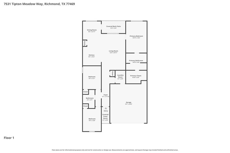 1,815/Mo, 7531 Tipton Meadow Way Richmond, TX 77469 Floor Plan View