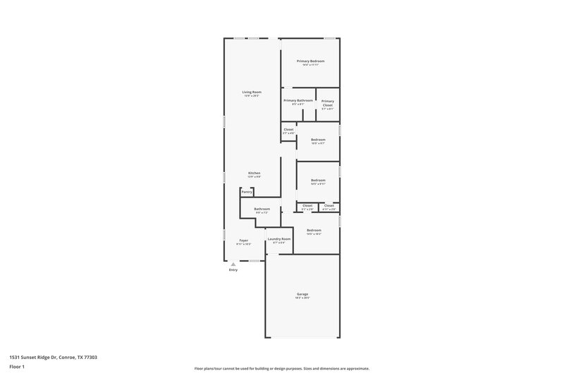 1,600/Mo, 1531 Sunset Ridge Dr Conroe, TX 77303 Floor Plan View