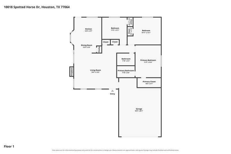 1,775/Mo, 10018 Spotted Horse Dr Houston, TX 77064 Floor Plan View