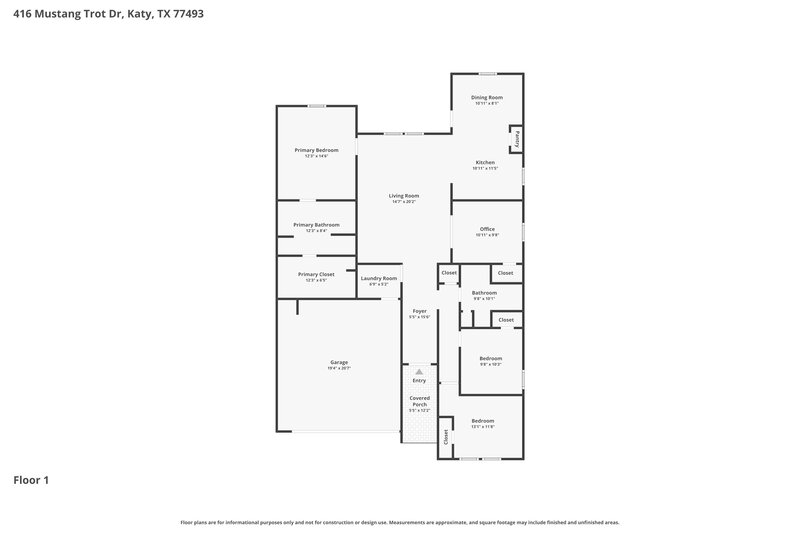 2,050/Mo, 416 Mustang Trot Dr Katy, TX 77493 Floorplan View