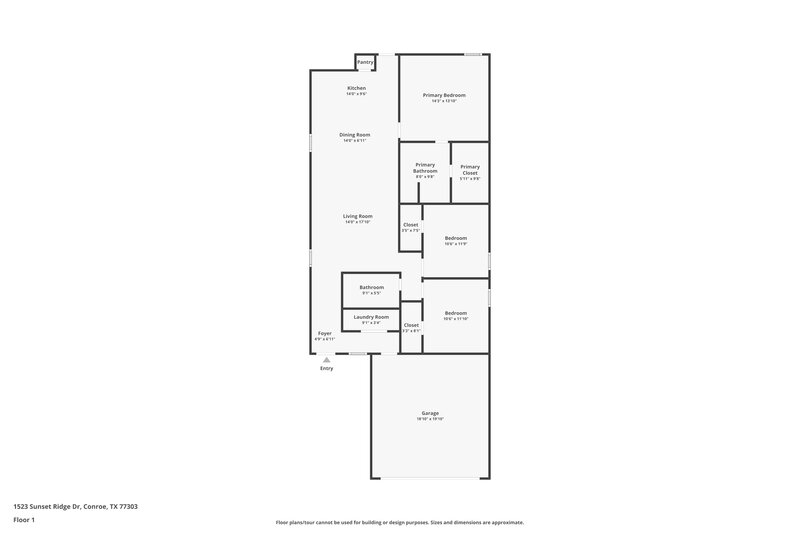 1,665/Mo, 1523 Sunset Ridge Dr Conroe, TX 77303 Floor Plan View