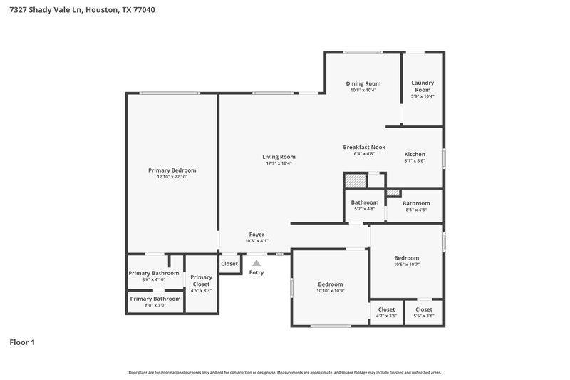 1,945/Mo, 7327 Shady Vale Ln Houston, TX 77040 Floorplan View