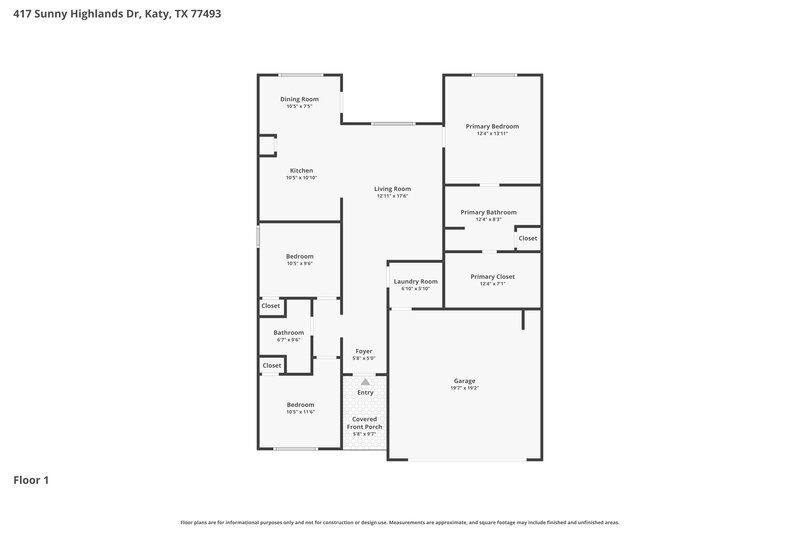 1,895/Mo, 417 Sunny Highlands Dr Katy, TX 77493 Floorplan View
