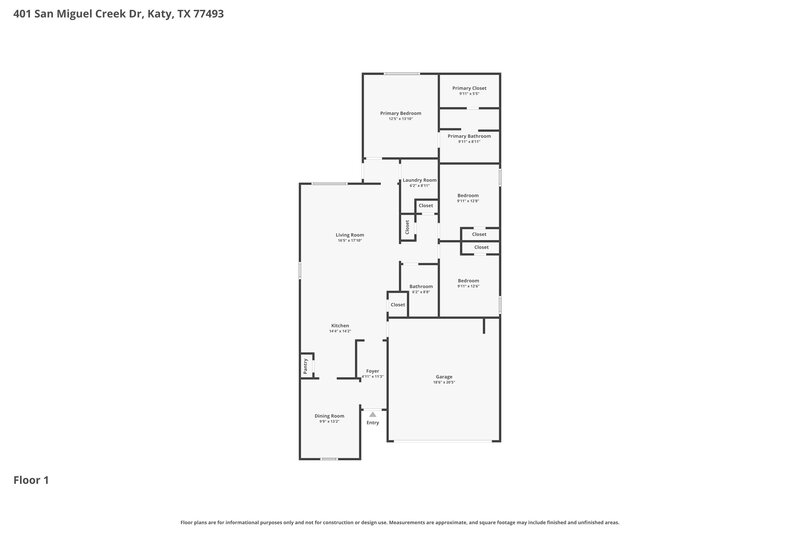 2,155/Mo, 401 San Miguel Creek Dr Katy, TX 77493 Floorplan View