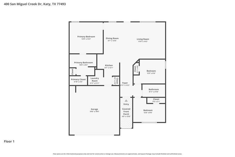 1,850/Mo, 400 San Miguel Creek Dr Katy, TX 77493 Floorplan View