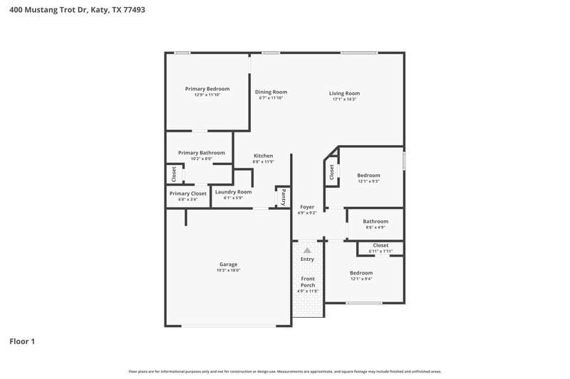 1,890/Mo, 400 Mustang Trot Dr Katy, TX 77493 Floorplan View