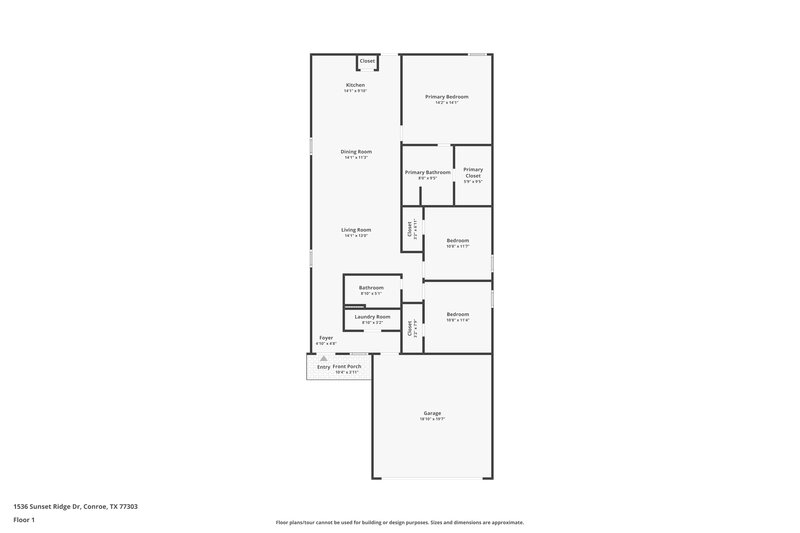 1,570/Mo, 1536 Sunset Ridge Dr Conroe, TX 77303 Floor Plan View