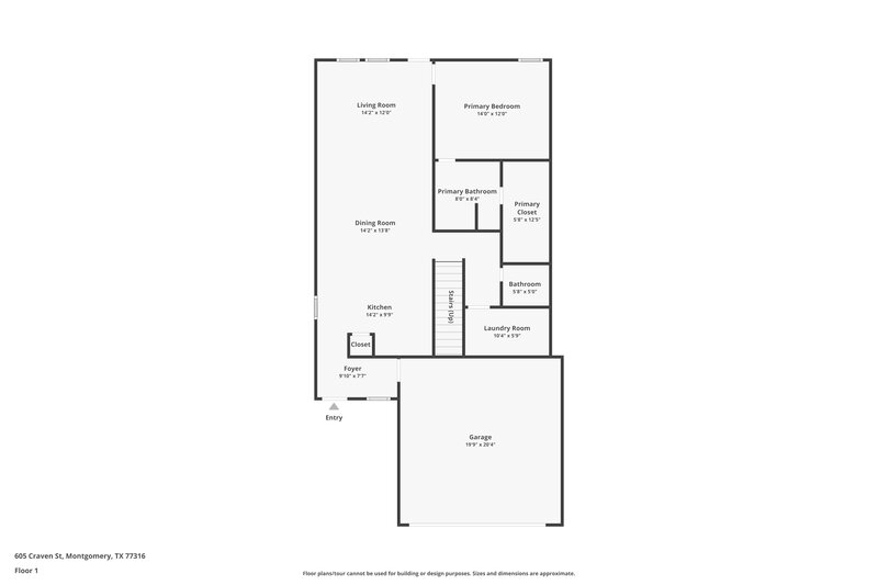 1,985/Mo, 605 Craven St Montgomery, TX 77316 Floor Plan View
