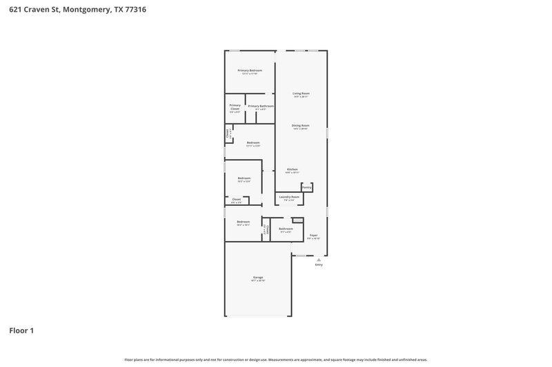 1,815/Mo, 621 Craven St Montgomery, TX 77316 Floor Plan View