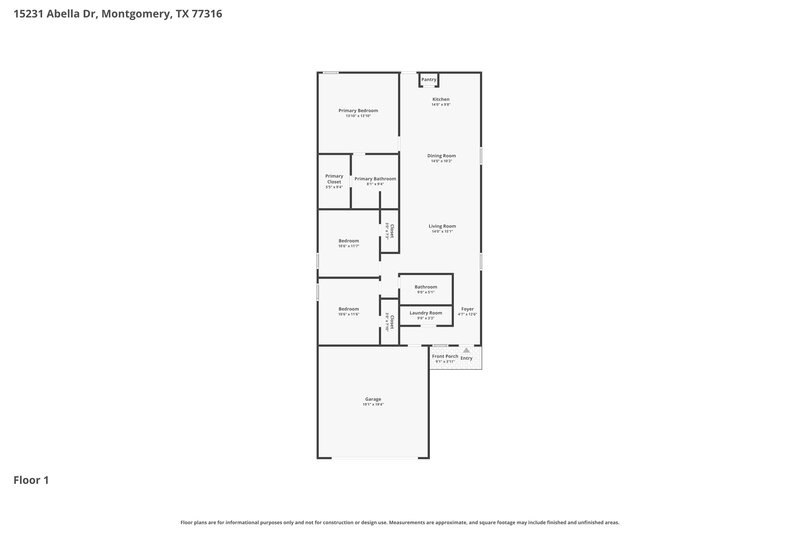 2,105/Mo, 15231 Abella Dr Montgomery, TX 77316 Floor Plan View