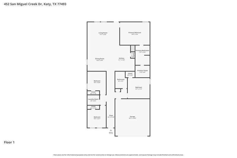 2,095/Mo, 452 San Miguel Creek Dr Katy, TX 77493 Floorplan View