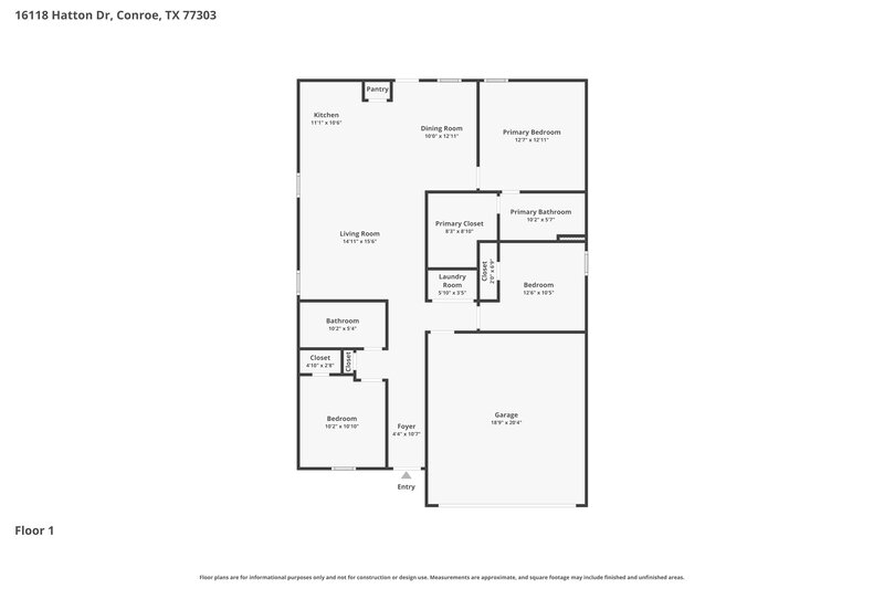 1,650/Mo, 16118 Hatton Dr Conroe, TX 77303 Floorplan View