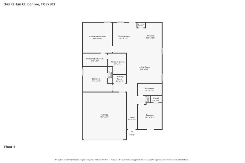 1,685/Mo, 343 Parkin Ct Conroe, TX 77303 Floorplan View