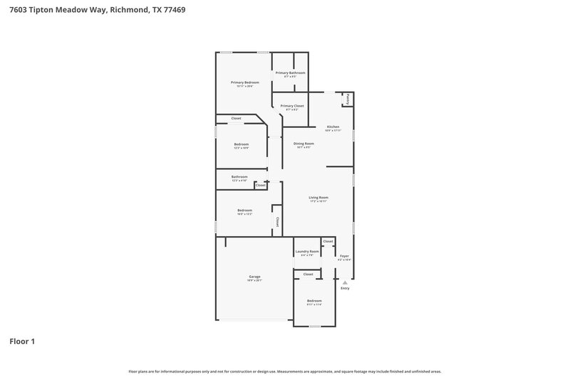 1,895/Mo, 7603 Tipton Meadow Way Richmond, TX 77469 Floorplan View