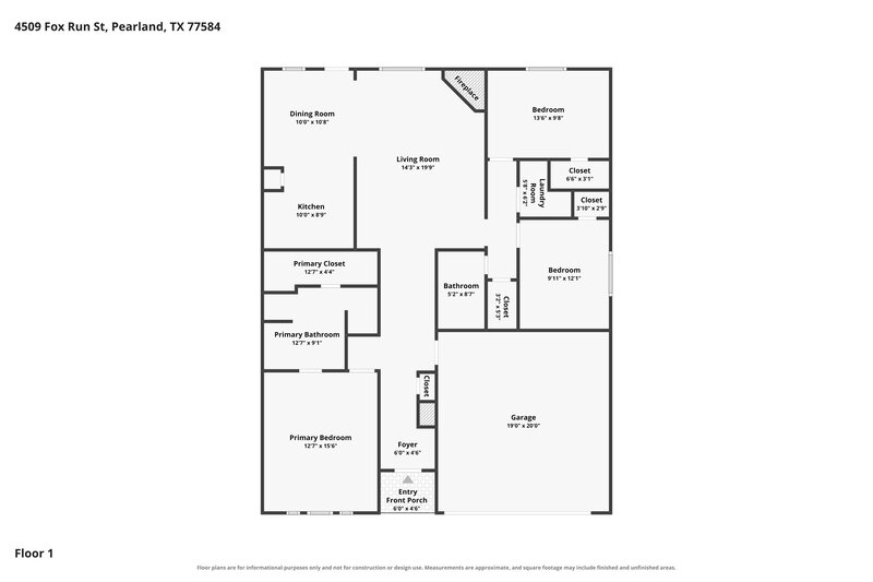 2,125/Mo, 4509 Fox Run St Pearland, TX 77584 Floor Plan View
