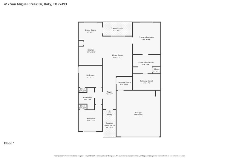 1,950/Mo, 417 San Miguel Creek Dr Katy, TX 77493 Floorplan View