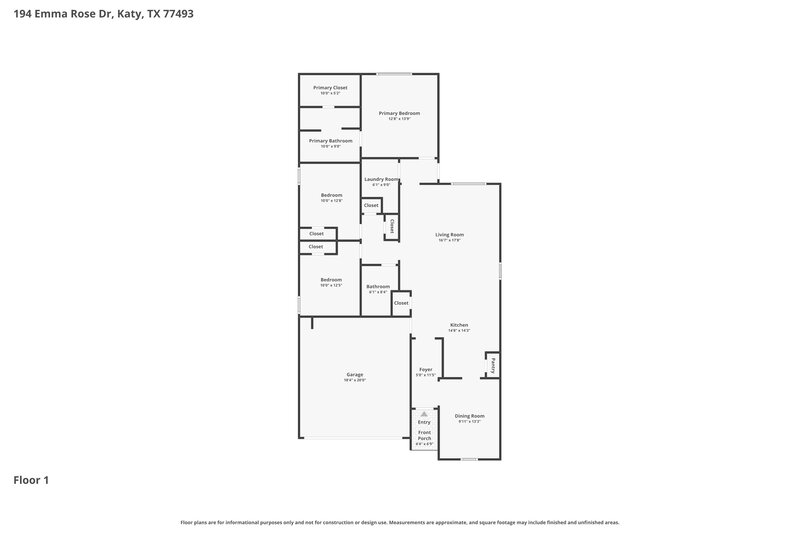 1,995/Mo, 194 Emma Rose Dr Katy, TX 77493 Floor Plan View