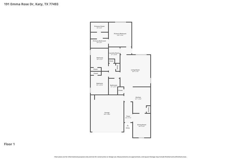 1,995/Mo, 191 Emma Rose Dr Katy, TX 77493 Floorplan View