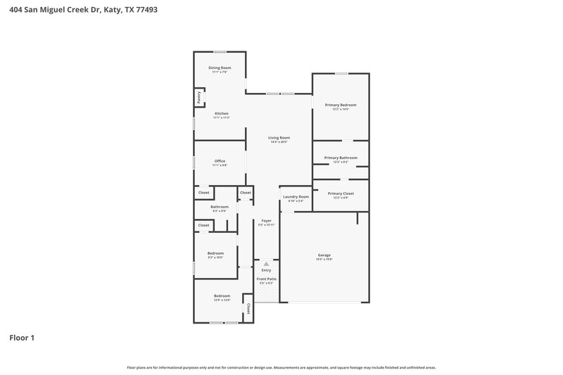 2,290/Mo, 404 San Miguel Creek Dr Katy, TX 77493 Floor Plan View