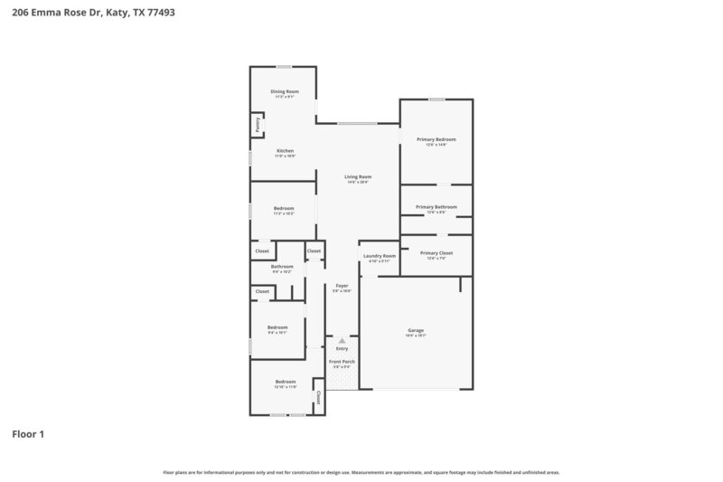 2,095/Mo, 206 Emma Rose Dr Katy, TX 77493 Floorplan View