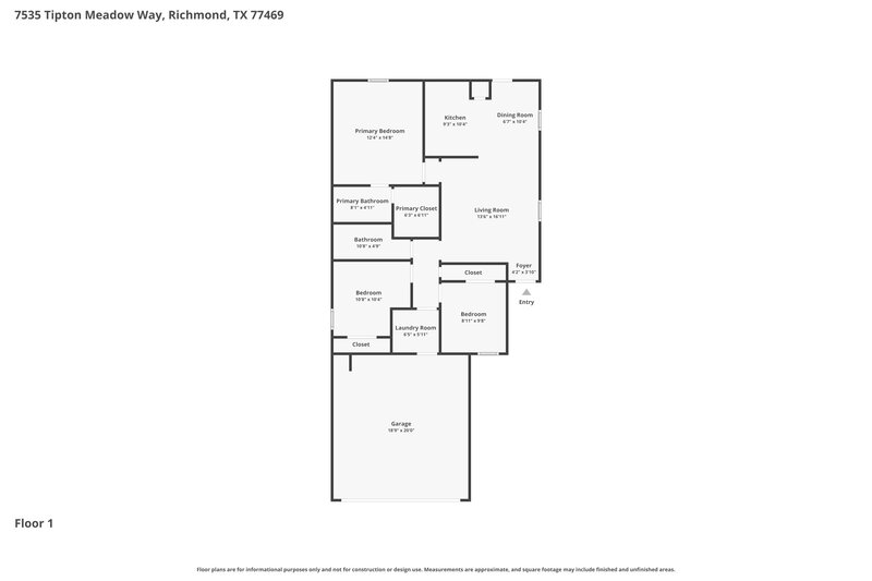 1,740/Mo, 7535 Tipton Meadow Way Richmond, TX 77469 Floorplan View