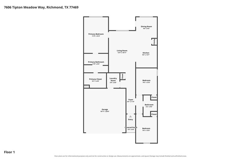 1,895/Mo, 7606 Tipton Meadow Way Richmond, TX 77469 Floor Plan View
