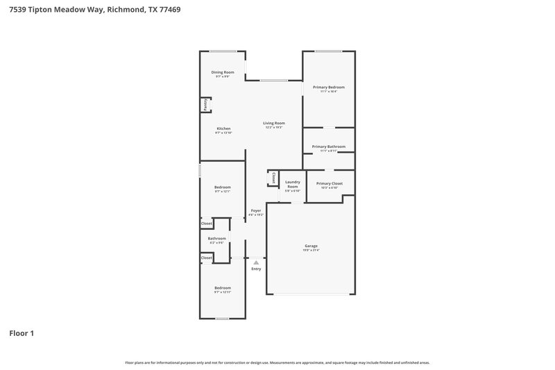1,850/Mo, 7539 Tipton Meadow Way Richmond, TX 77469 Floor Plan View