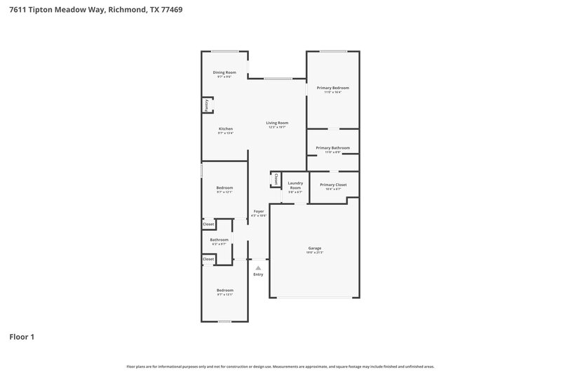 1,850/Mo, 7611 Tipton Meadow Way Richmond, TX 77469 Floorplan View